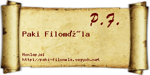 Paki Filoméla névjegykártya